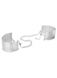 Серебристые наручники-браслеты Desir Metallique Handcuffs - Bijoux Indiscrets - купить с доставкой в Пскове