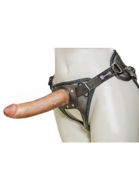 Насадка-фаллоимитатор на кожаных трусиках Harness Ultra Realistic 7  - 18 см. - LOVETOY (А-Полимер) - купить с доставкой в Пскове