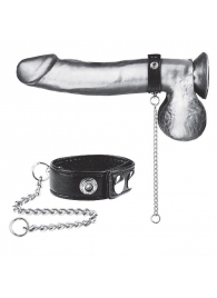 Утяжка на пенис с поводком Snap Cock Ring With 12  Leash - BlueLine - купить с доставкой в Пскове