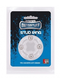 Эрекционное кольцо с 4 бусинами MENZSTUFF STUD RING CLEAR - Dream Toys - в Пскове купить с доставкой