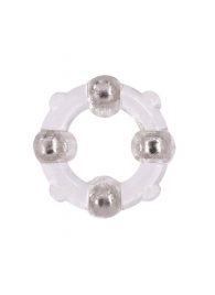 Эрекционное кольцо с 4 бусинами MENZSTUFF STUD RING CLEAR - Dream Toys - в Пскове купить с доставкой