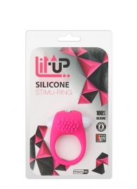 Розовое эрекционное кольцо с щеточкой LIT-UP SILICONE STIMU RING 5 - Dream Toys - в Пскове купить с доставкой
