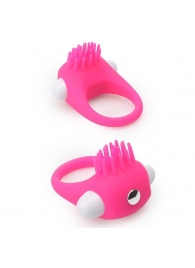 Розовое эрекционное кольцо с щеточкой LIT-UP SILICONE STIMU RING 5 - Dream Toys - в Пскове купить с доставкой