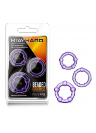 Набор из 3 фиолетовых эрекционных колец Stay Hard Beaded Cockrings - Blush Novelties - в Пскове купить с доставкой