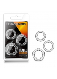 Набор из 3 прозрачных эрекционных колец Stay Hard Beaded Cockrings - Blush Novelties - в Пскове купить с доставкой