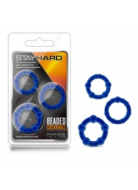 Набор из 3 синих эрекционных колец Stay Hard Beaded Cockrings - Blush Novelties - в Пскове купить с доставкой