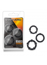 Набор из 3 чёрных эрекционных колец Stay Hard Beaded Cockrings - Blush Novelties - в Пскове купить с доставкой