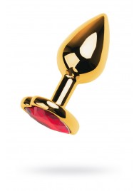 Золотистая анальная пробка с кристаллом-сердцем - 7,5 см. - ToyFa - купить с доставкой в Пскове