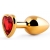 Золотистая анальная пробка с красным стразом-сердечком - 8 см. - Anal Jewelry Plug - купить с доставкой в Пскове