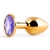 Золотистая анальная пробка с фиолетовым стразом - 7,2 см. - Anal Jewelry Plug - купить с доставкой в Пскове