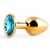 Золотистая анальная пробка с голубым стразом - 7,2 см. - Anal Jewelry Plug - купить с доставкой в Пскове