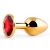 Золотистая анальная пробка с красным стразом - 7,2 см. - Anal Jewelry Plug - купить с доставкой в Пскове