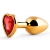 Золотистая анальная пробка с красным стразом-сердечком - 7 см. - Anal Jewelry Plug - купить с доставкой в Пскове