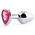 Серебристая анальная пробка с малиновым кристаллом-сердечком - 7 см. - Anal Jewelry Plug - купить с доставкой в Пскове
