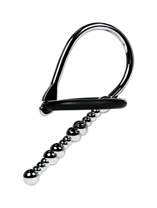 Серебристый уретральный плаг-бусины TOYFA Metal с мягким фиксириющим кольцом - ToyFa - купить с доставкой в Пскове