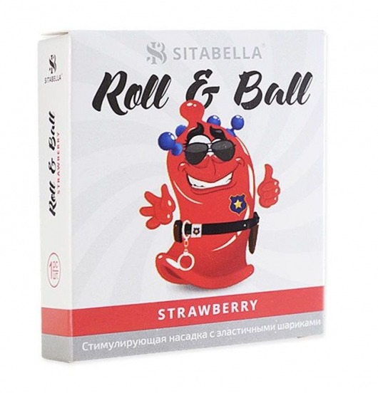 Стимулирующий презерватив-насадка Roll   Ball Strawberry - Sitabella - купить с доставкой в Пскове