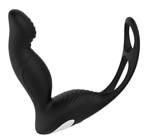 Черный вибромассажер простаты P-PLEASER W ERECTION ENHANCE - Dream Toys - в Пскове купить с доставкой