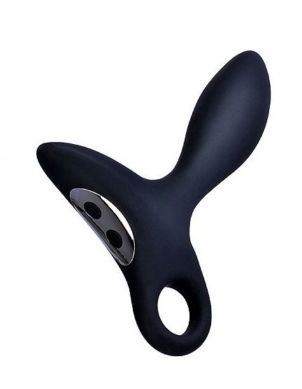 Черный силиконовый анальный вибромассажер Erokey с колечком-ограничителем - Erokay - в Пскове купить с доставкой