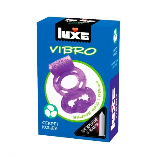 Фиолетовое эрекционное виброкольцо Luxe VIBRO  Секрет Кощея  + презерватив - Luxe - в Пскове купить с доставкой