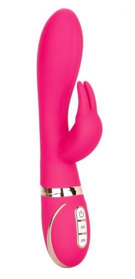 Розовый силиконовый вибратор с клиторальным отростком Signature Silicone Ultra-Soft Rabbit - 22,75 см. - California Exotic Novelties