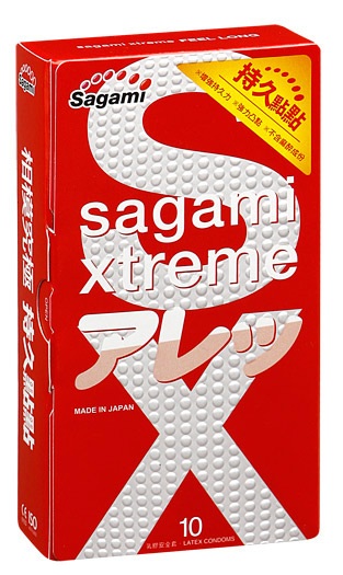 Утолщенные презервативы Sagami Xtreme Feel Long с точками - 10 шт. - Sagami - купить с доставкой в Пскове