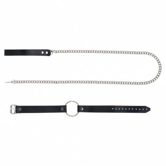 Черный поводок и чокер с кольцом Rada - Rebelts - купить с доставкой в Пскове