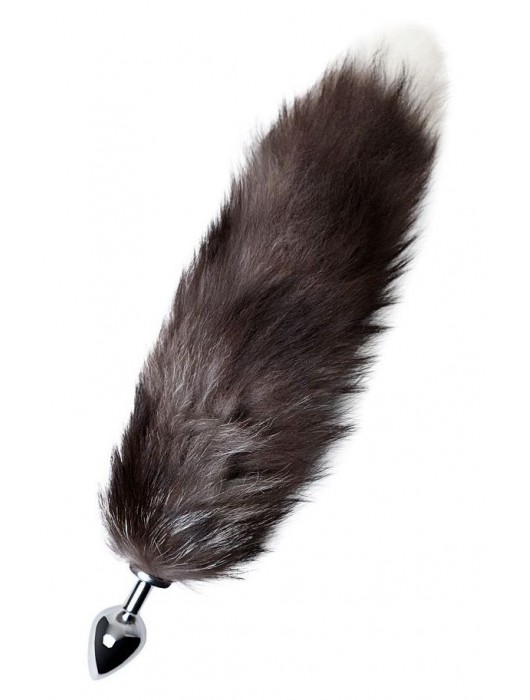 Серебристая металлическая анальная втулка с хвостом чернобурой лисы - размер S - ToyFa - купить с доставкой в Пскове