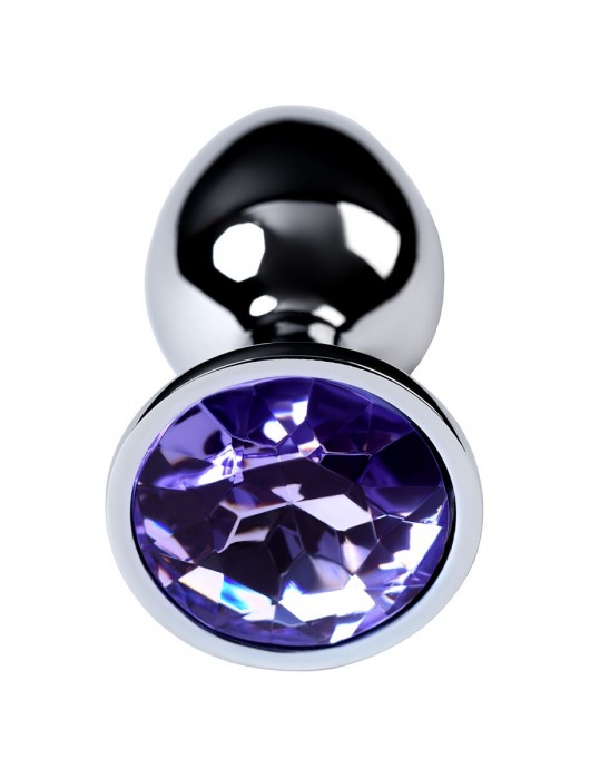 Серебристая конусовидная анальная пробка с фиолетовым кристаллом - 7 см. - ToyFa - купить с доставкой в Пскове