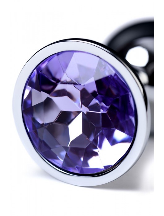 Серебристая конусовидная анальная пробка с фиолетовым кристаллом - 7 см. - ToyFa - купить с доставкой в Пскове