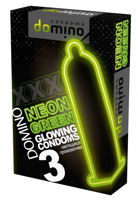 Презервативы DOMINO Neon Green со светящимся в темноте кончиком - 3 шт. - Domino - купить с доставкой в Пскове