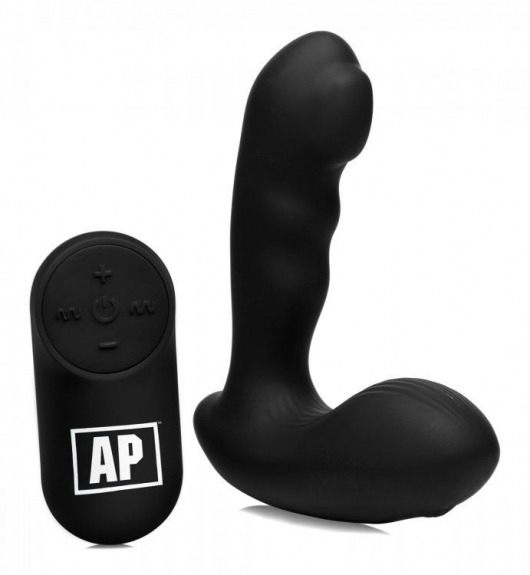 Черный стимулятор простаты Alpha-Pro 7X P-Milker Silicone Prostate Stimulator with Milking Bead - XR Brands - в Пскове купить с доставкой