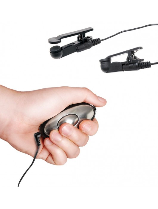 Черные электрические зажимы для сосков Shock Therapy Nipple Clamps - Pipedream - купить с доставкой в Пскове