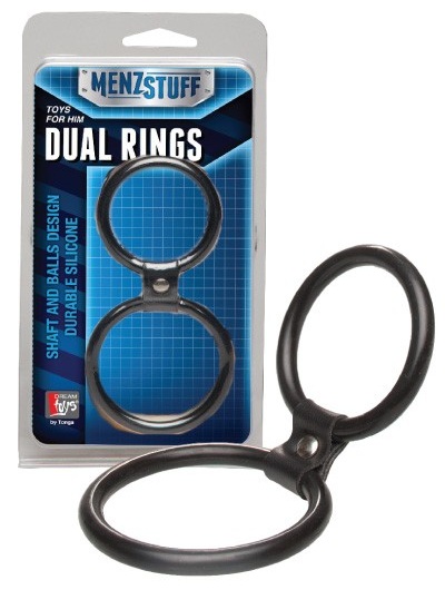 Чёрное двойное эрекционное кольцо Dual Rings Black - Dream Toys - в Пскове купить с доставкой