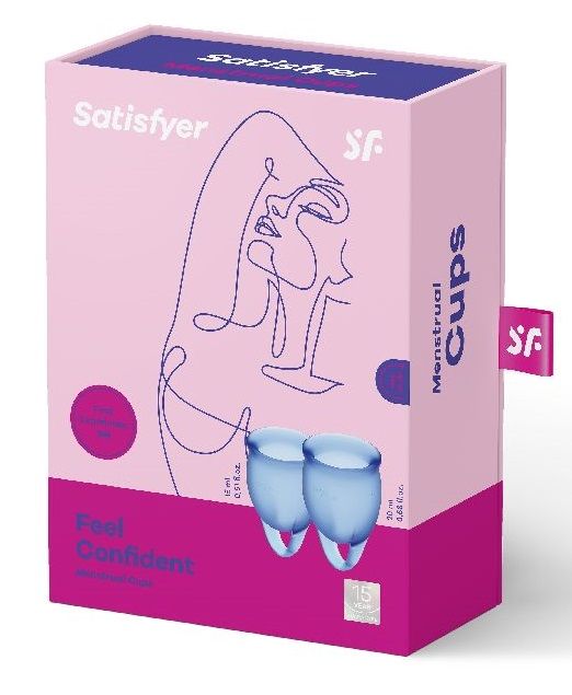 Набор синих менструальных чаш Feel confident Menstrual Cup - Satisfyer - купить с доставкой в Пскове