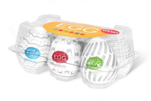 Набор из 6 мастурбаторов Tenga EGG Easy Beat с различным рельефом - Tenga - в Пскове купить с доставкой