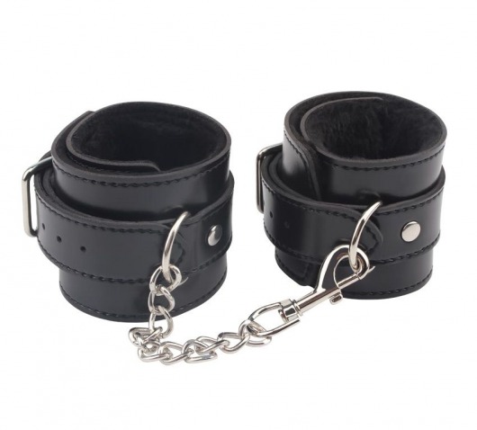 Черные оковы на ноги Obey Me Leather Ankle Cuffs - Chisa - купить с доставкой в Пскове