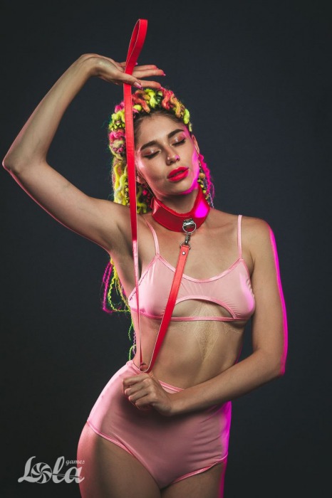 Красный ошейник Circus с поводком - Lola Games - купить с доставкой в Пскове