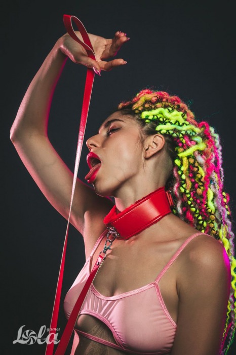 Красный ошейник Circus с поводком - Lola Games - купить с доставкой в Пскове