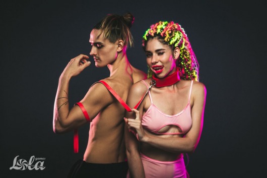 Красный ошейник Circus с поводком - Lola Games - купить с доставкой в Пскове