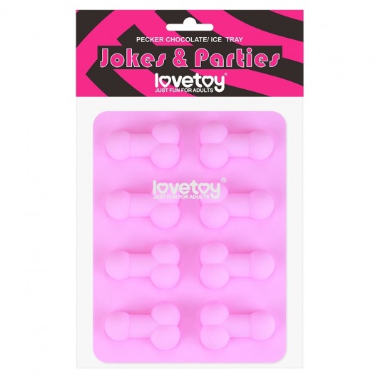 Розовая формочка для льда и шоколада Pecker Chocolate/Ice Tray - Lovetoy - купить с доставкой в Пскове