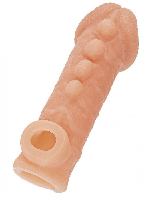 Телесная закрытая насадка с шишечками Cock Sleeve Size S - 13,8 см. - KOKOS - в Пскове купить с доставкой