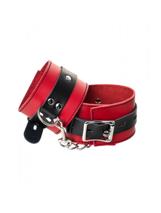 Красно-черные оковы на ноги из кожи - ToyFa - купить с доставкой в Пскове