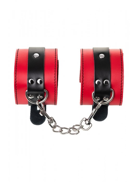 Красно-черные оковы на ноги из кожи - ToyFa - купить с доставкой в Пскове