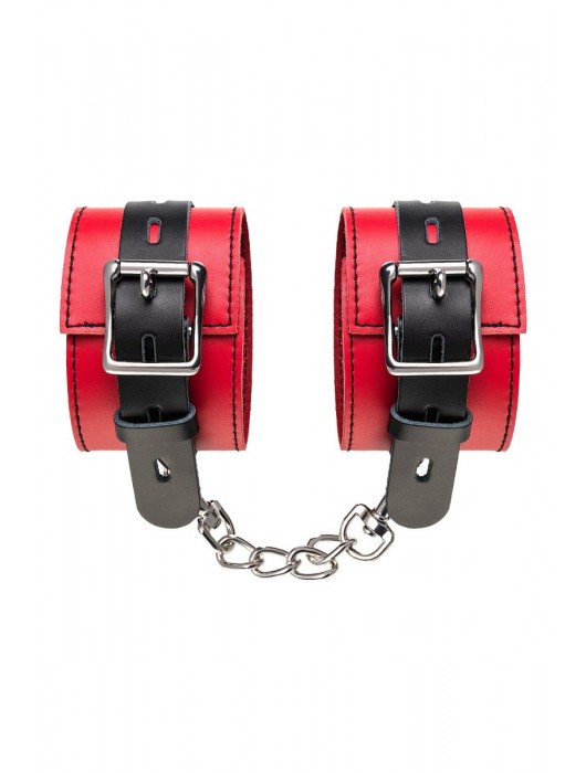 Красно-черные оковы на ноги из кожи - ToyFa - купить с доставкой в Пскове