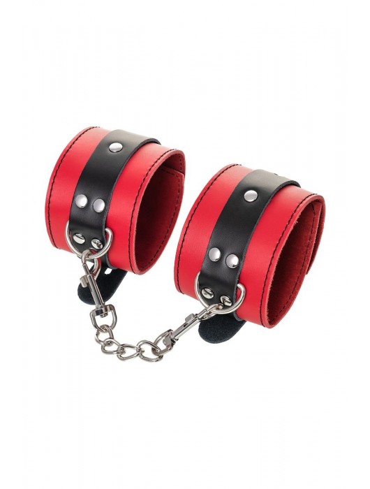Красно-черные оковы на ноги из кожи - ToyFa - купить с доставкой в Пскове