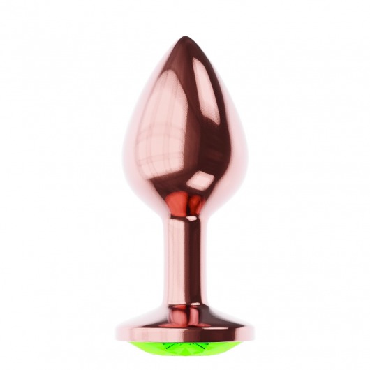 Пробка цвета розового золота с лаймовым кристаллом Diamond Emerald Shine S - 7,2 см. - Lola Games - купить с доставкой в Пскове