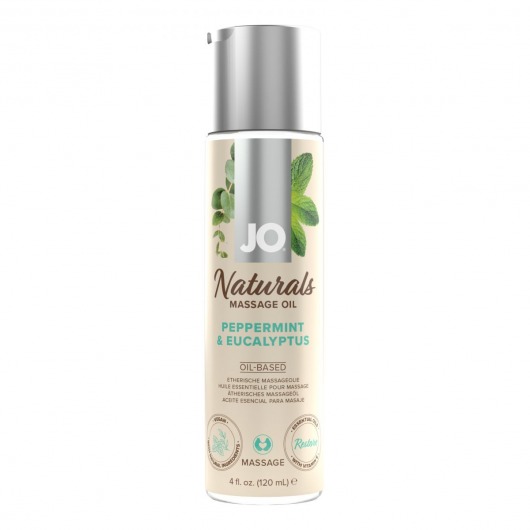 Массажное масло с ароматом перечной мяты и эвкалипта JO Naturals Peppermint   Eucalyptus - 120 мл. - System JO - купить с доставкой в Пскове