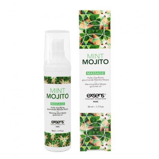 Разогревающее массажное масло с ароматом мохито Gourmet Mint Mojito - 50 мл. - Exsens - купить с доставкой в Пскове