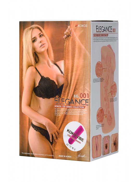 Реалистичный мастурбатор-вагина телесного цвета Elegance.001 с вибрацией - KOKOS - в Пскове купить с доставкой