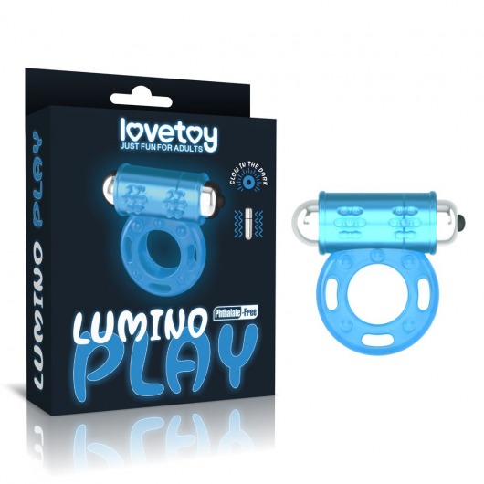 Голубое, светящееся в темноте эрекционное виброкольцо Lumino Play Vibrating Penis Ring - Lovetoy - в Пскове купить с доставкой